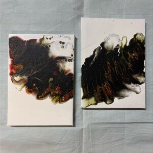 Abstract Canvas Art Set - Black, Red, Green